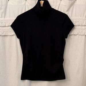 Ann Taylor Black Short Sleeve Turtleneck Top